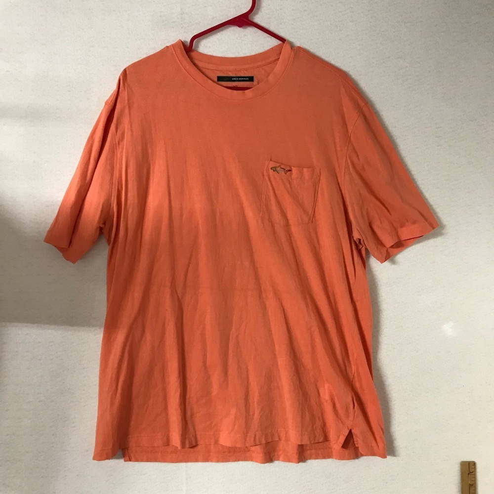 GREG NORMAN Mens Coral Pink Shark Pocket T Shirt XL TG Made in India